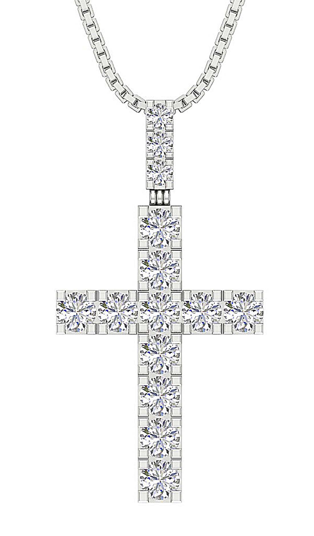 Natural Diamond Designer Cross Engagement Pendant SI1/I1 G 1.30 Ct 14k/18k White Gold Prong Set
