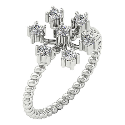Natural Diamond Right Hand Engagement Ring I1 G 0.55 Ct 14k White Gold Prong Set 12.20 MM
