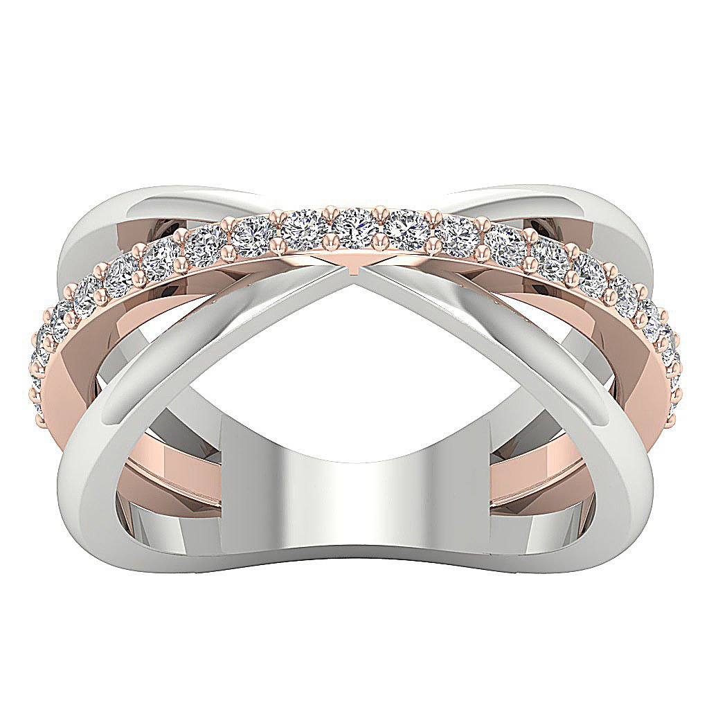 Genuine Diamond I1 G 0.50 Ct Designer Right Hand Wedding Ring 14k Rose Gold Prong Set