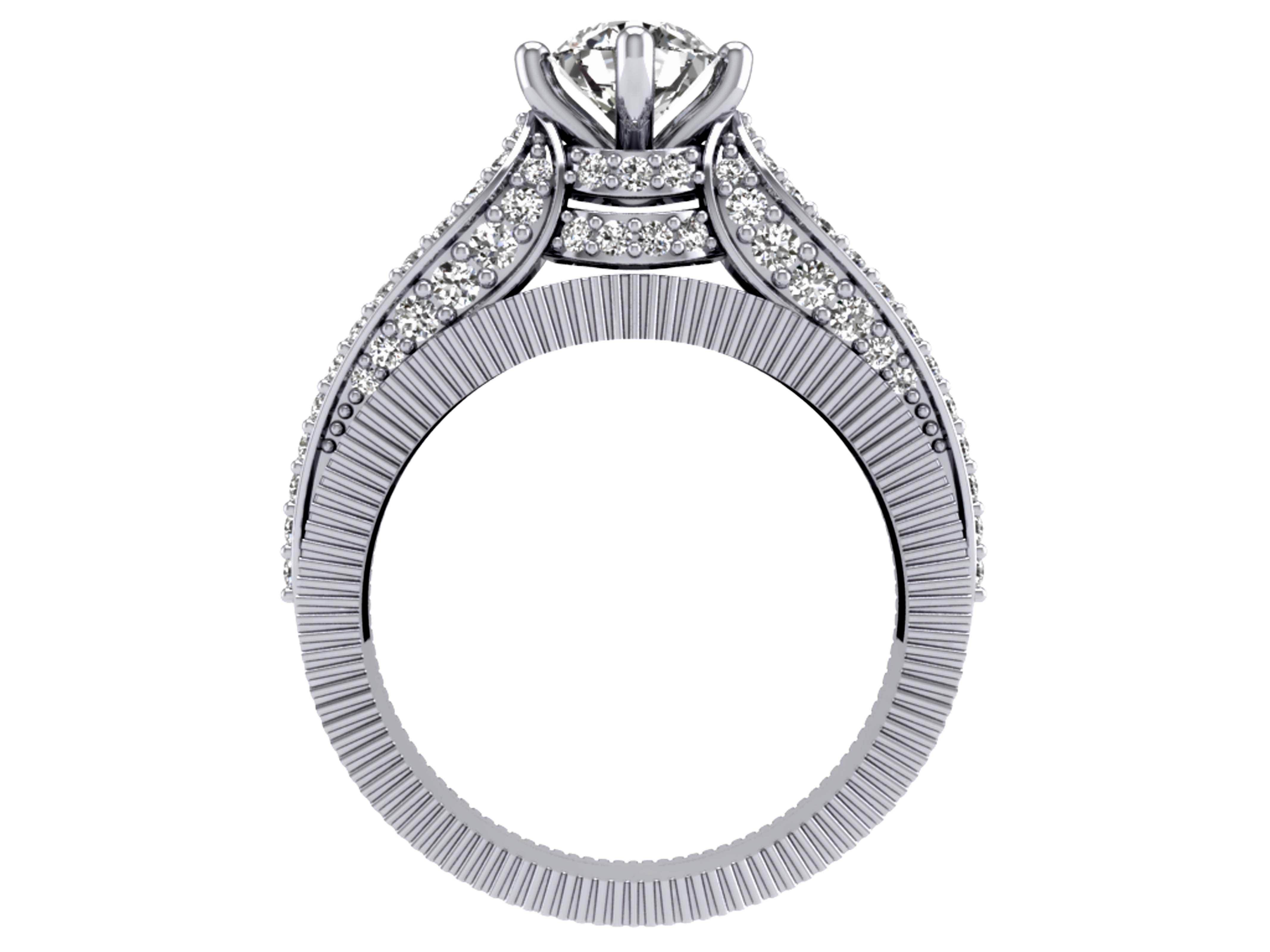 Designer Engagement Ring SI1 G 1.75 Carat Genuine Diamond 14k Solid Gold