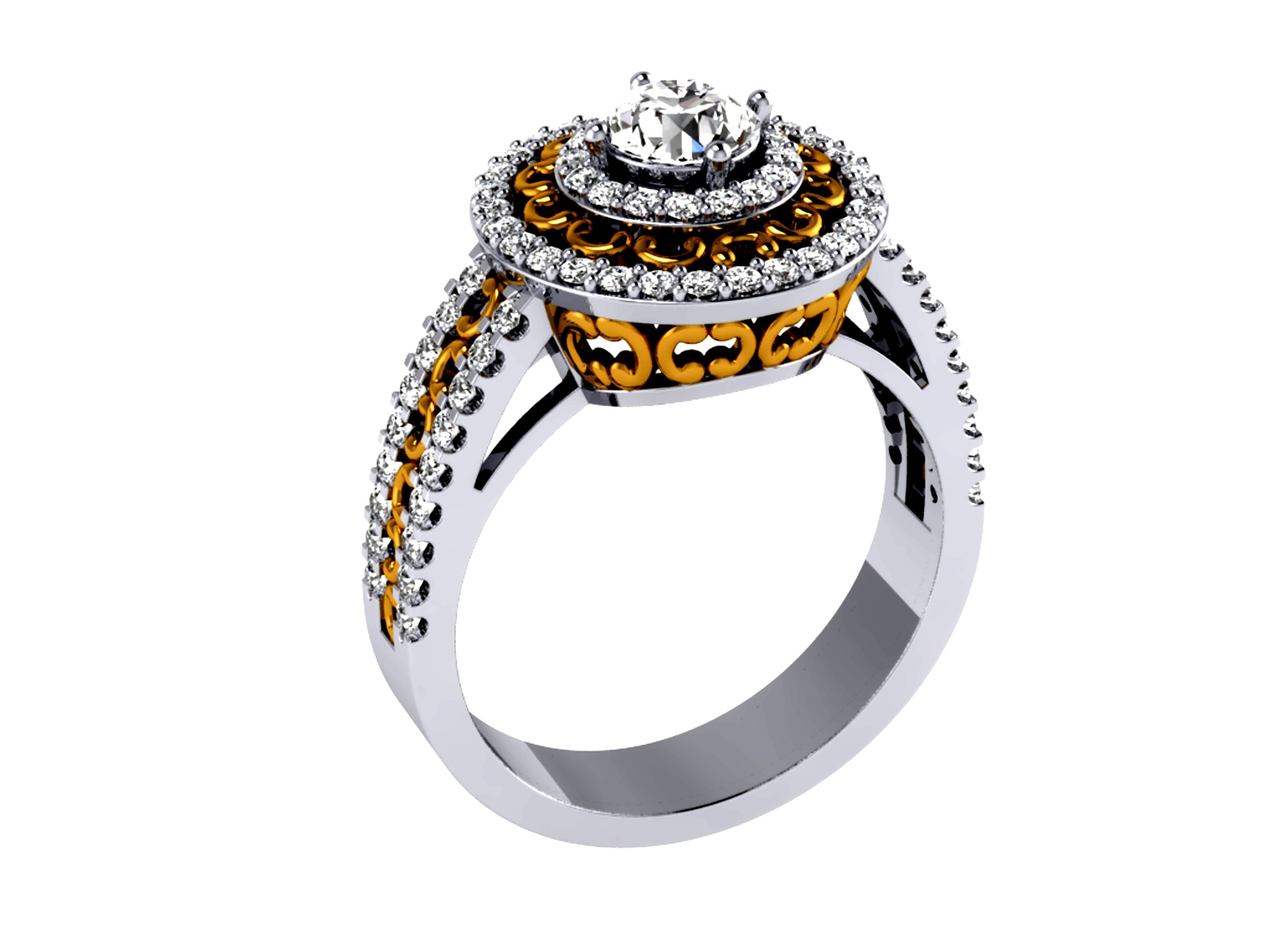 14k Rose Gold Double Halo Vintage Wedding Ring Genuine Diamond SI1 G 1.30 Ct Prong Set