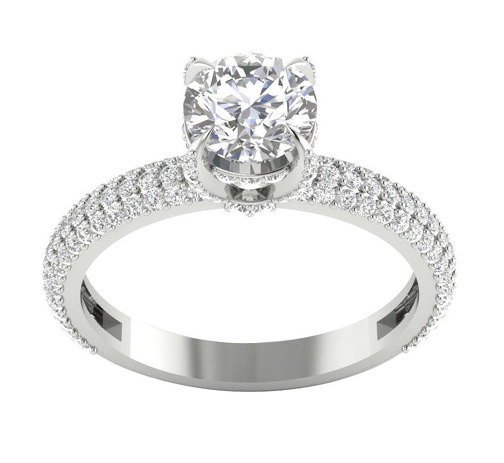 Round Diamond 14k Solid Gold Solitaire Designer Engagement Ring I1 G 2.00 Ct