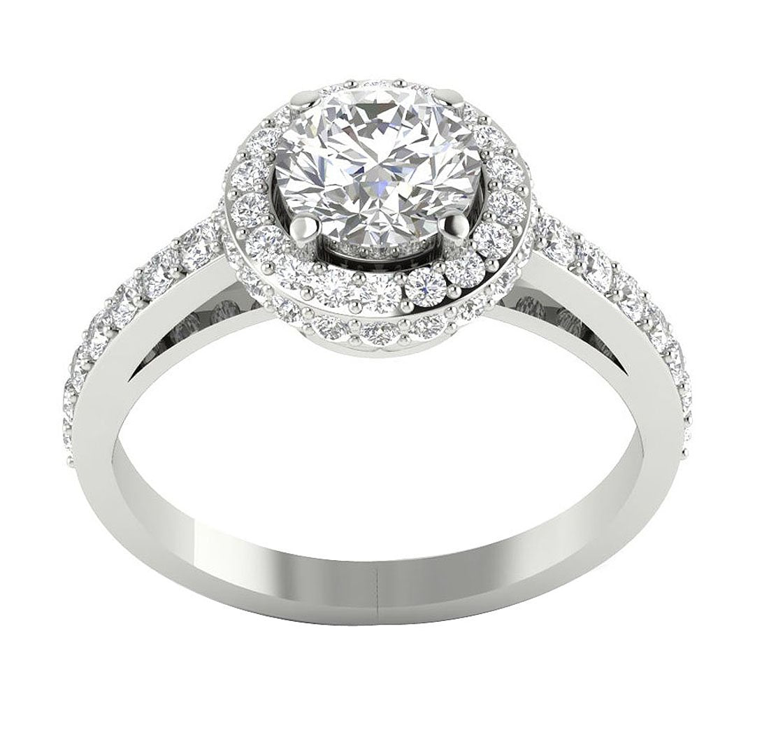 I1 G 1.90 Ct Halo Solitaire Engagement Ring Natural Diamond 14k Yellow Gold Prong Set