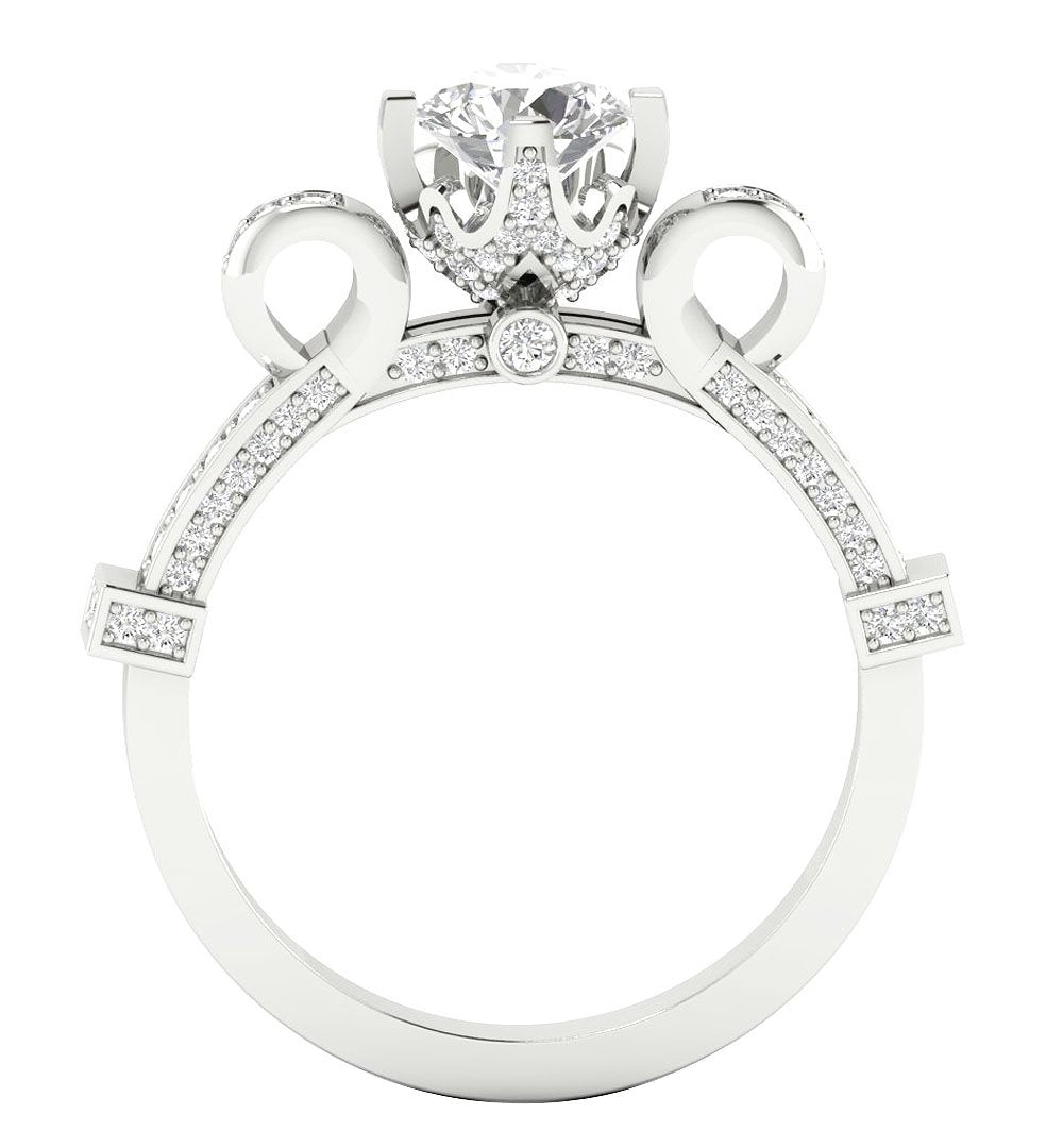 14k Solid Gold Genuine Diamond I1 G 1.40 Ct Solitaire Designer Engagement Ring