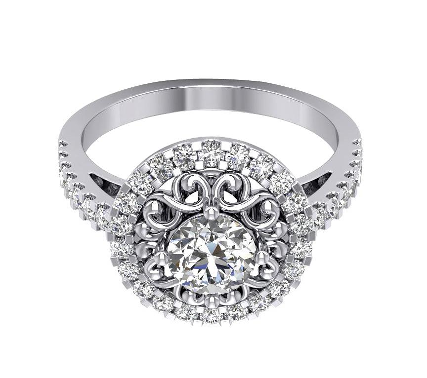 Round Diamond Solitaire Halo Anniversary Ring SI1 G 1.25 Carat 14k White Gold Prong Set