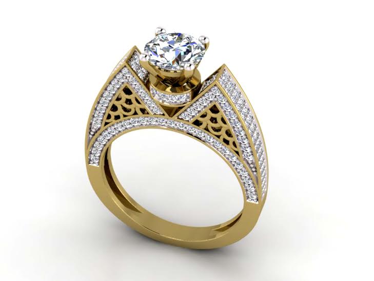 14k Solid Gold Genuine Diamond SI1 G 1.60 Carat Designer Unique Wedding Ring