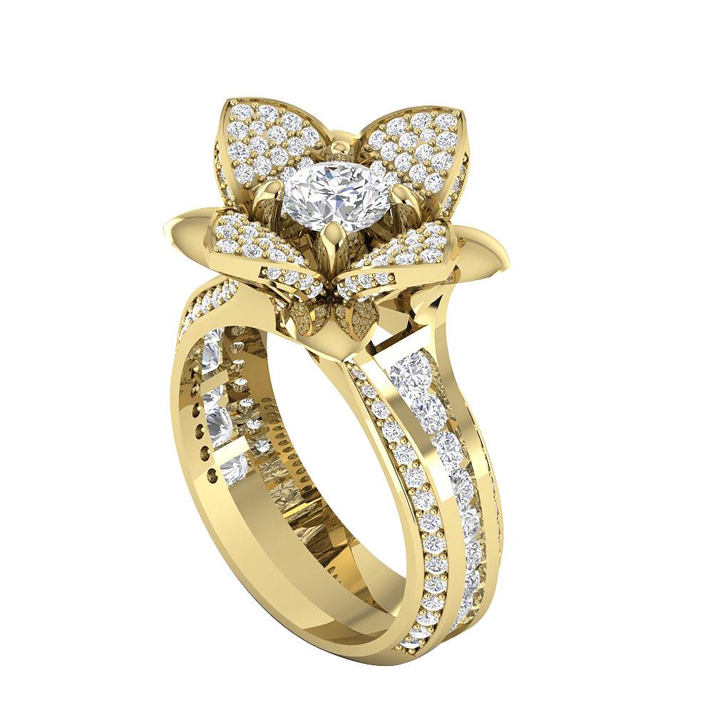 I1 G 2.75 Carat Designer Unique Solitaire Ring Natural Diamond 14k Solid Gold