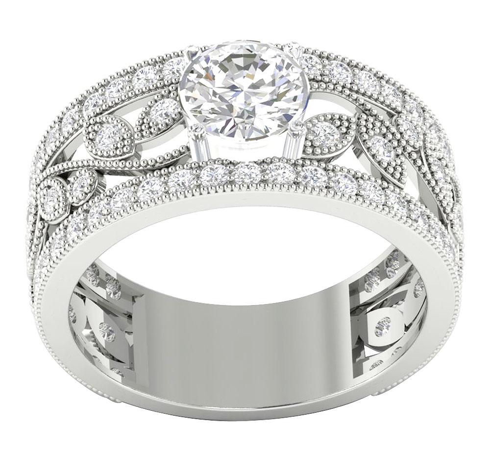 14k Solid Gold Genuine Diamond SI1 G 2.10 Carat Designer Engagement Ring