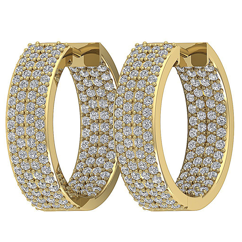 Inside Outside Hoop Anniversary Earrings Round Diamond VVS1/VS1/SI1/I1 1.25 Ct 18k/14k Solid Gold Pave Set