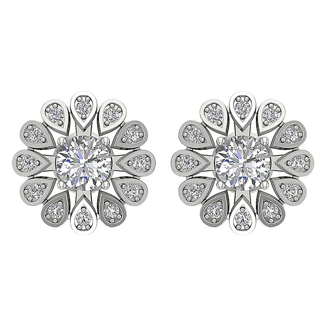 I1 G 2.10 Ct Natural Diamond 14k Solid Gold Removable Jacket Studs Earrings Set