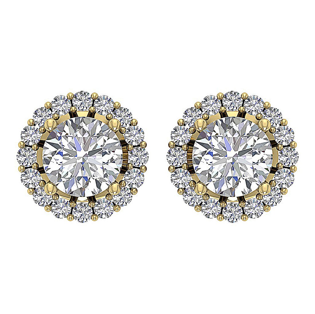 I1 G 2.11 Ct Natural Diamonds 14k Solid Gold Removable Jacket Studs Earrings Set