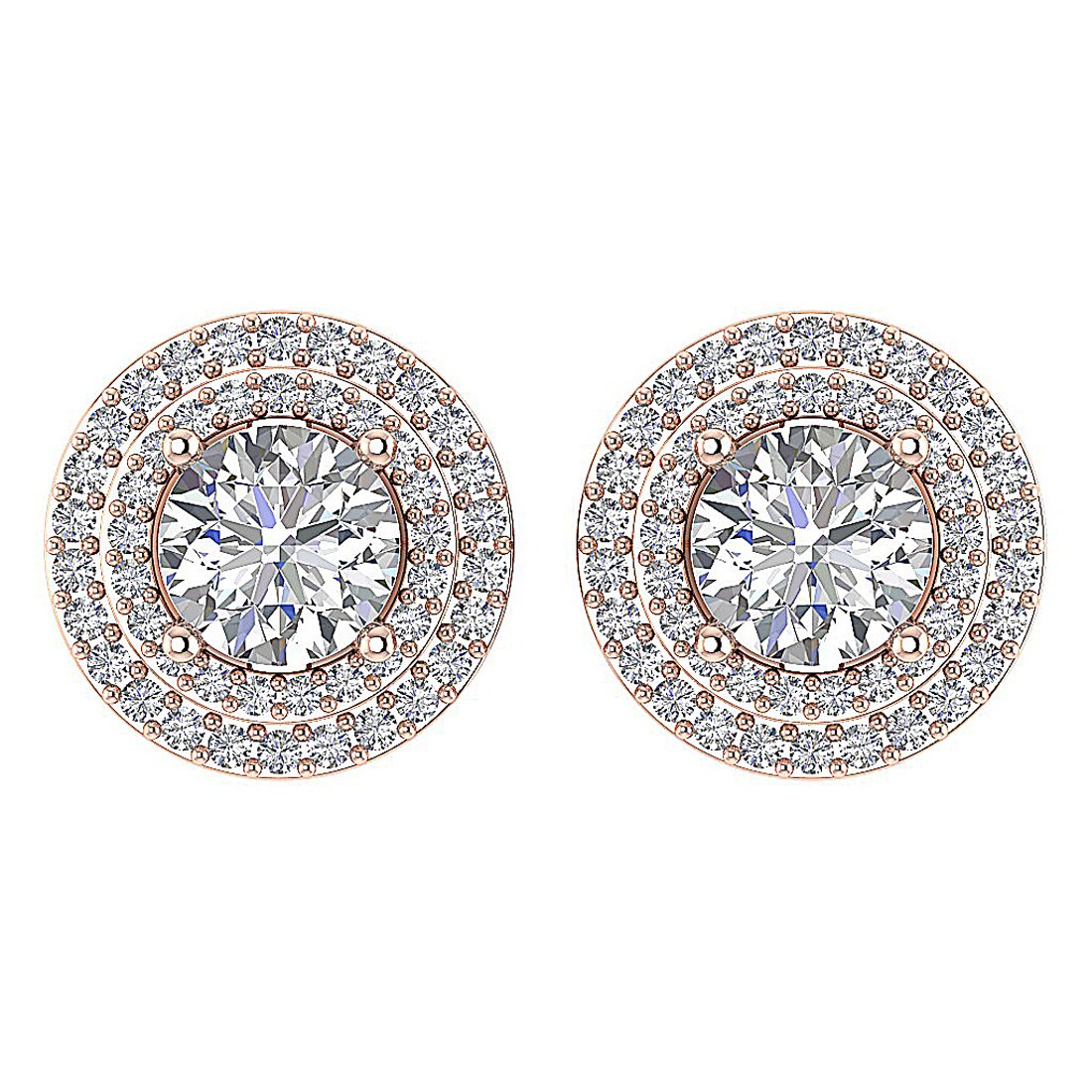 I1 G 2.11 Ct Natural Diamonds 14k Solid Gold Removable Jacket Studs Earrings Set