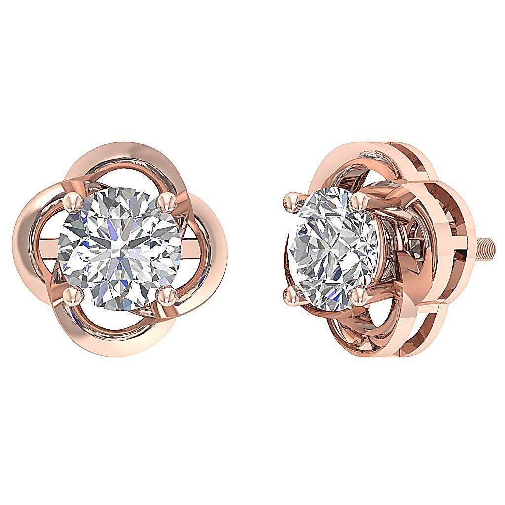 Round Diamond Solitaire Studs Anniversary Earring SI1/I1 G 1.50 Ct 18k/14k White Gold Prong Set