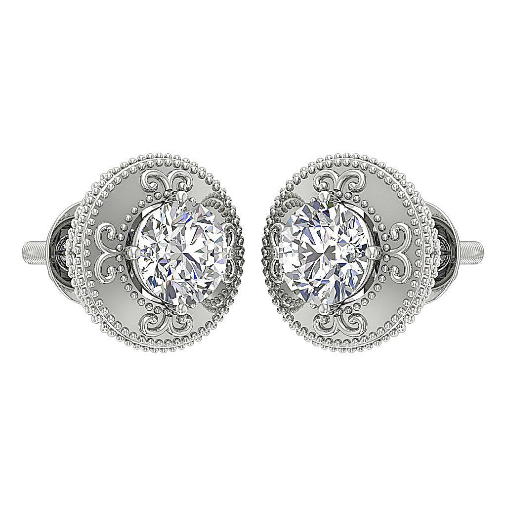 Prong Set Solitaire Studs Engagement Earring Natural Diamond VS1/SI1/I1 G 1.00 Ct 18k/14k White Yellow Rose Gold