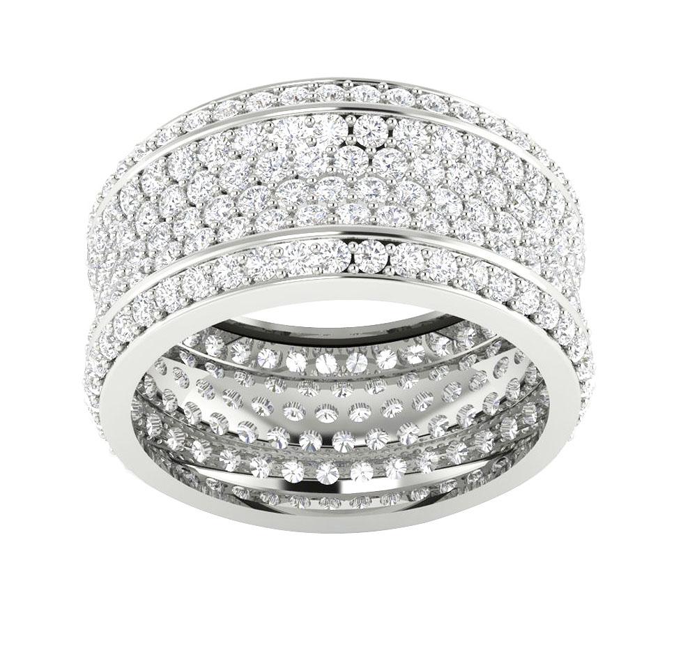 9.65 MM Six Row Eternity Anniversary Ring 14k Rose Gold Round Diamond I1 G 3.25 Ct Prong Set