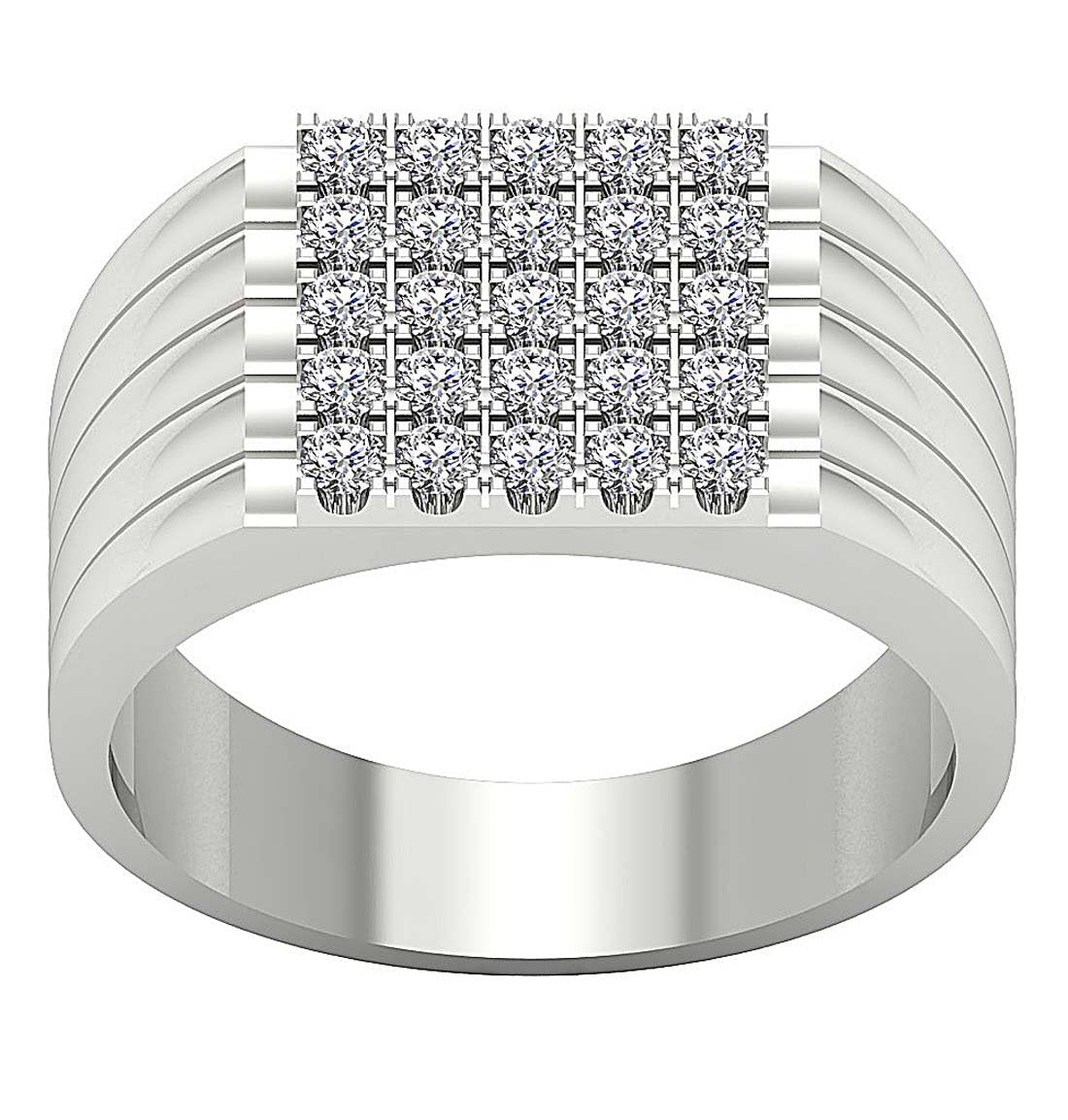 14k Solid Gold Mens Anniversary Ring SI1/I1 G 1.10 Ct Round Diamond Prong Set Width 11.45MM