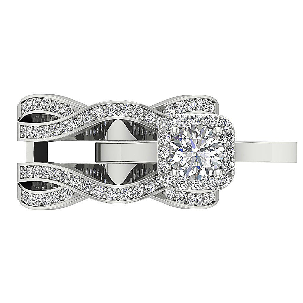 Halo Bridal Anniversary Ring Prong Set SI1 G 1.60 Carat Round Diamond Cut 14K Solid Gold