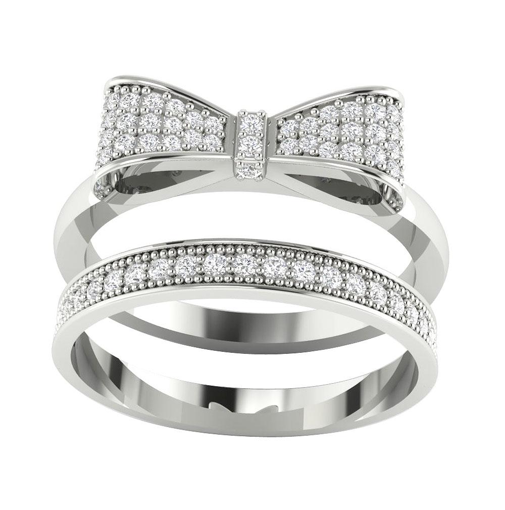 Natural Diamond Bow Bridal Engagement Ring 14k Solid Gold SI1 G 0.45 Ct Prong Set