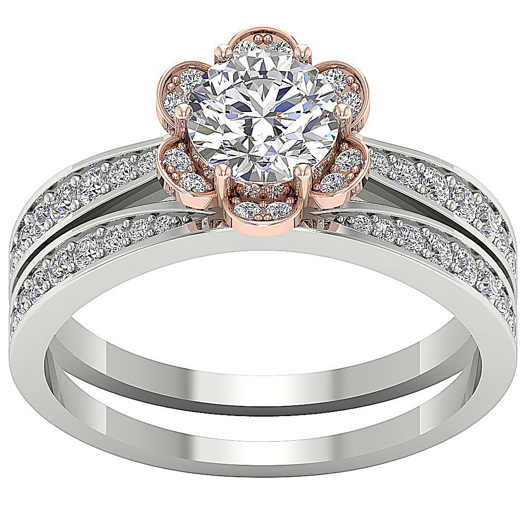 Designer Bridal Engagement Ring Set I1 G 1.70 Carat 14K Solid Gold 10.00 MM
