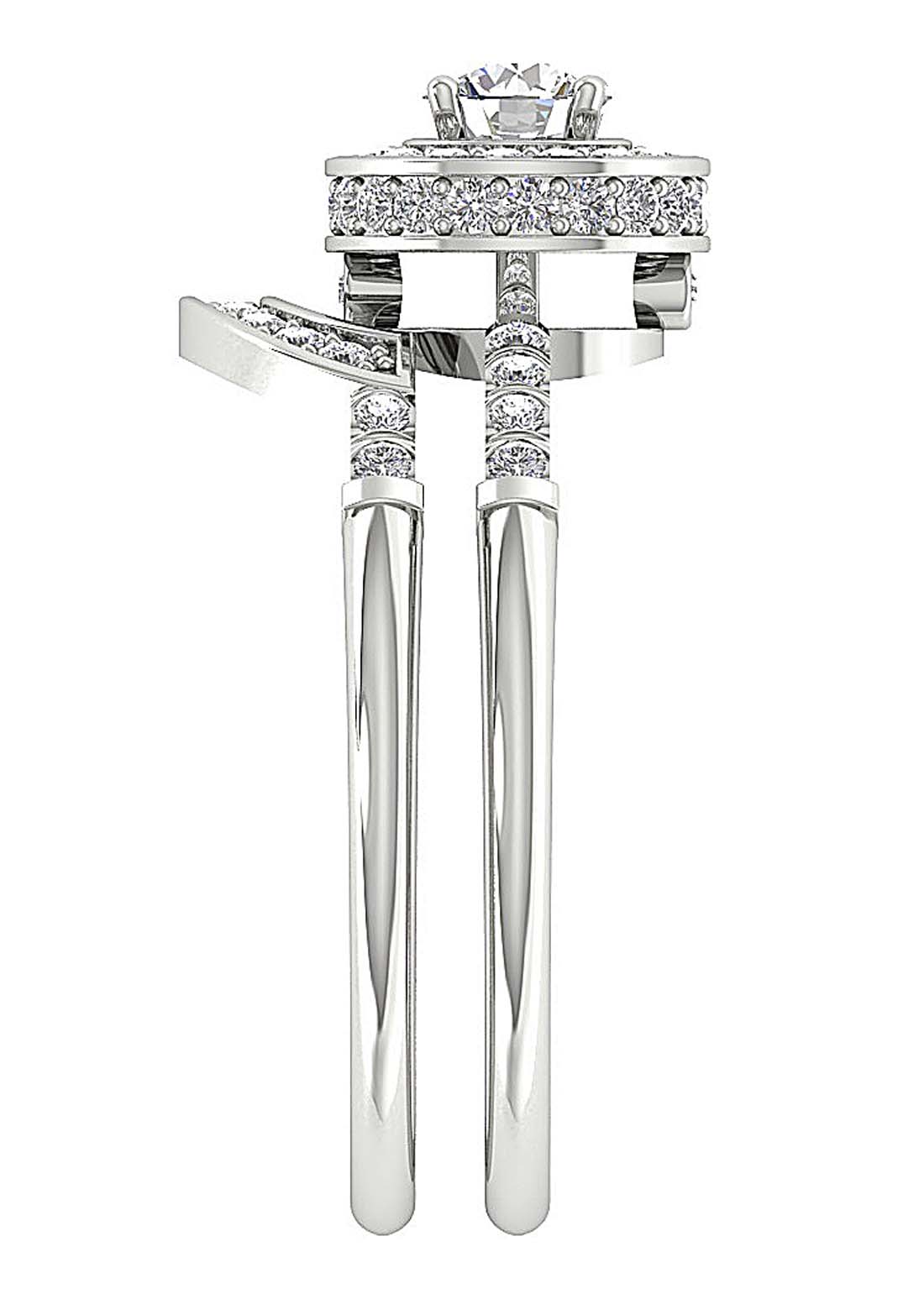 Diamond Halo Engagement Ring And Wedding Band Set I1 G 0.90 Carat 14k Gold