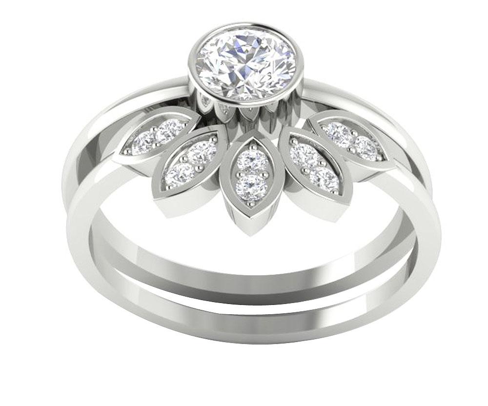 Engagement And Wedding Band Sets SI1 G 0.70 Ct Genuine Diamond 14K Solid Gold