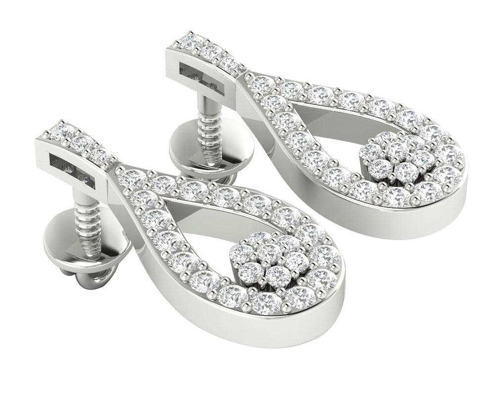 Round Diamond Chandelier Anniversary Earrings VVS1/VS1/SI1/I1 0.50 Ct 18k/14k White Gold Prong Set