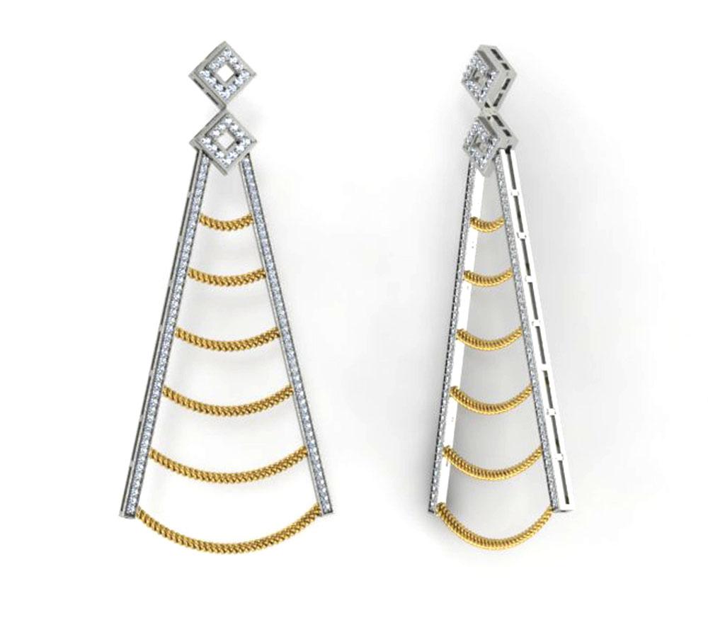 Prong Set Chandelier Engagement Earrings Natural Diamond SI1/I1 G 1.10 Ct 18k/14k White Yellow Rose Gold