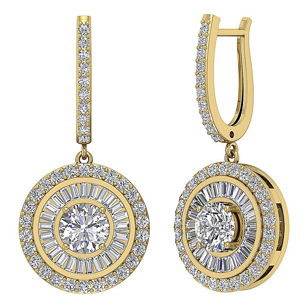 Chandelier Wedding Earring Genuine Diamond I1 G 3.40 Ct 14k Solid Gold Prong Channel Set