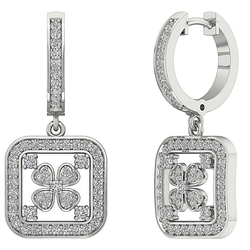 Prong Set Dangle Wedding Earrings Genuine Diamond VVS1/VS1/SI1/I1 G 1.50 Ct 18k/14k White Yellow Rose Gold