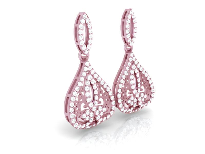 Chandelier Anniversary Earrings Round Diamond SI1/I1 G 2.50 Ct 18k/14k Solid Gold Prong Set
