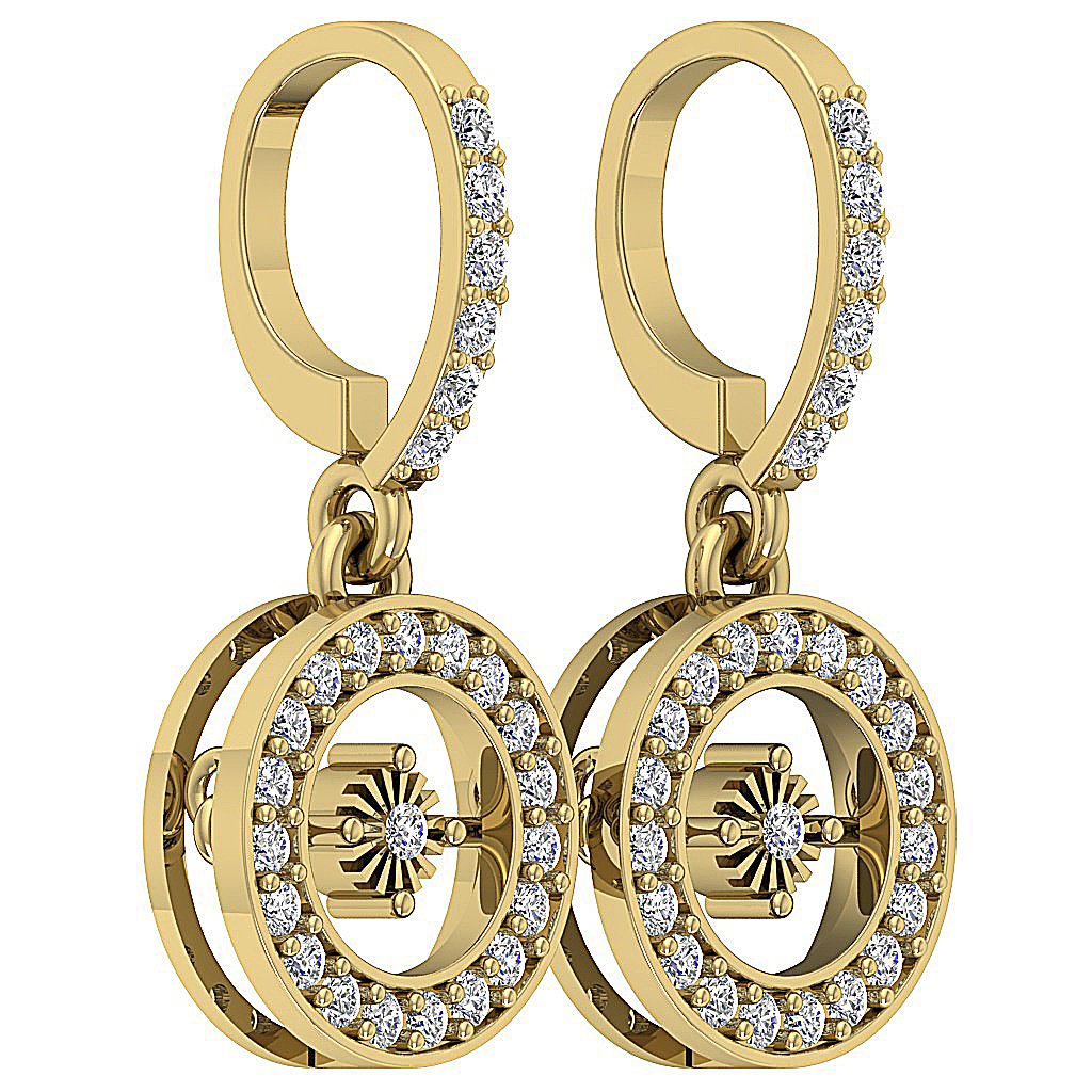 18k/14k Rose Gold Dangle Anniversary Earrings Round Diamond VVS1/VS1/SI1/I1 G 1.00 Ct Prong Bezel Set