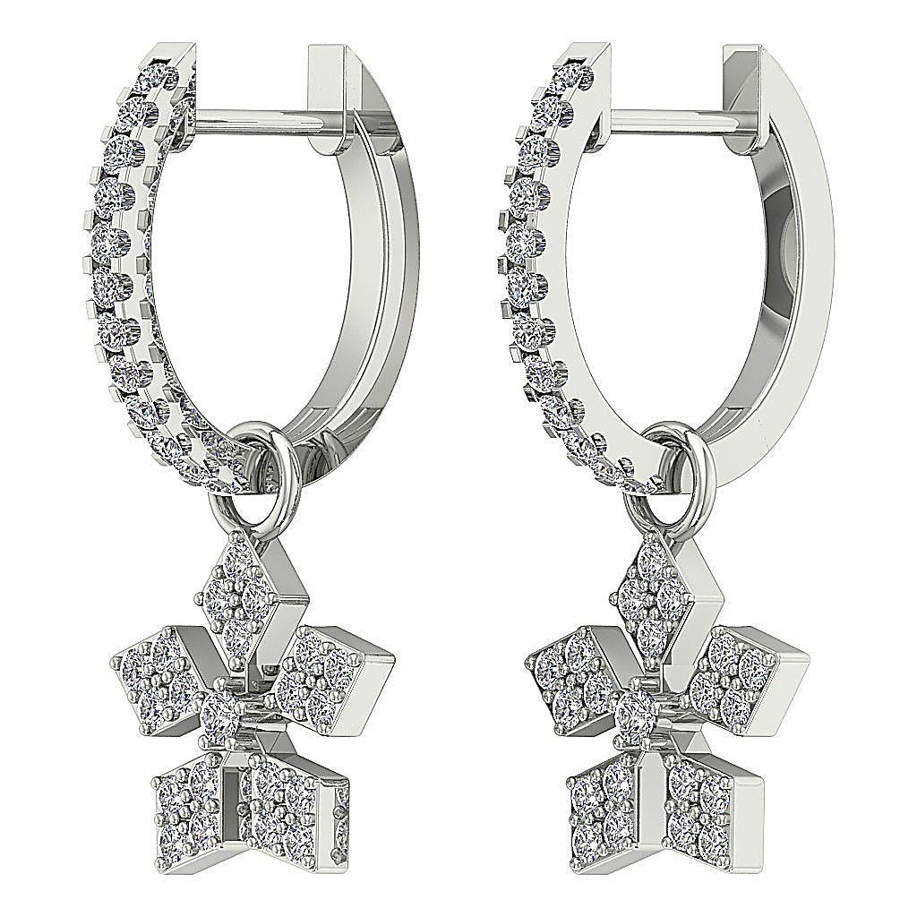 VVS1/VS1/SI1/I1 0.80 Ct Dangle Anniversary Earrings Round Diamond 18k/14k Yellow Gold Prong Set