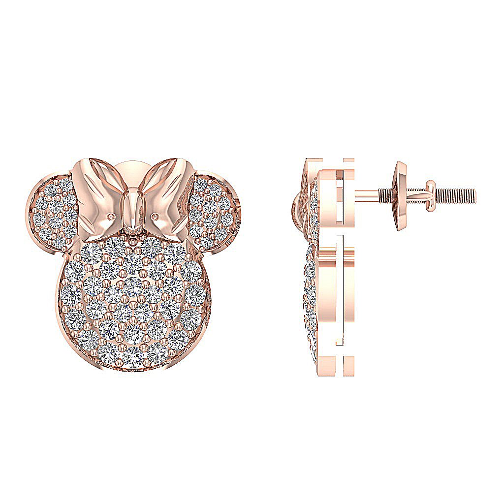 VVS1/VS1/SI1/I1 1.35 Ct Fashion Wedding Earrings Genuine Diamond 18k/14k Rose Gold Pave Set