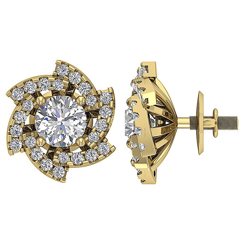 18k/14k Rose Gold Solitaire Studs Anniversary Earring Round Diamond SI1/I1 G 0.75 Ct Prong Set