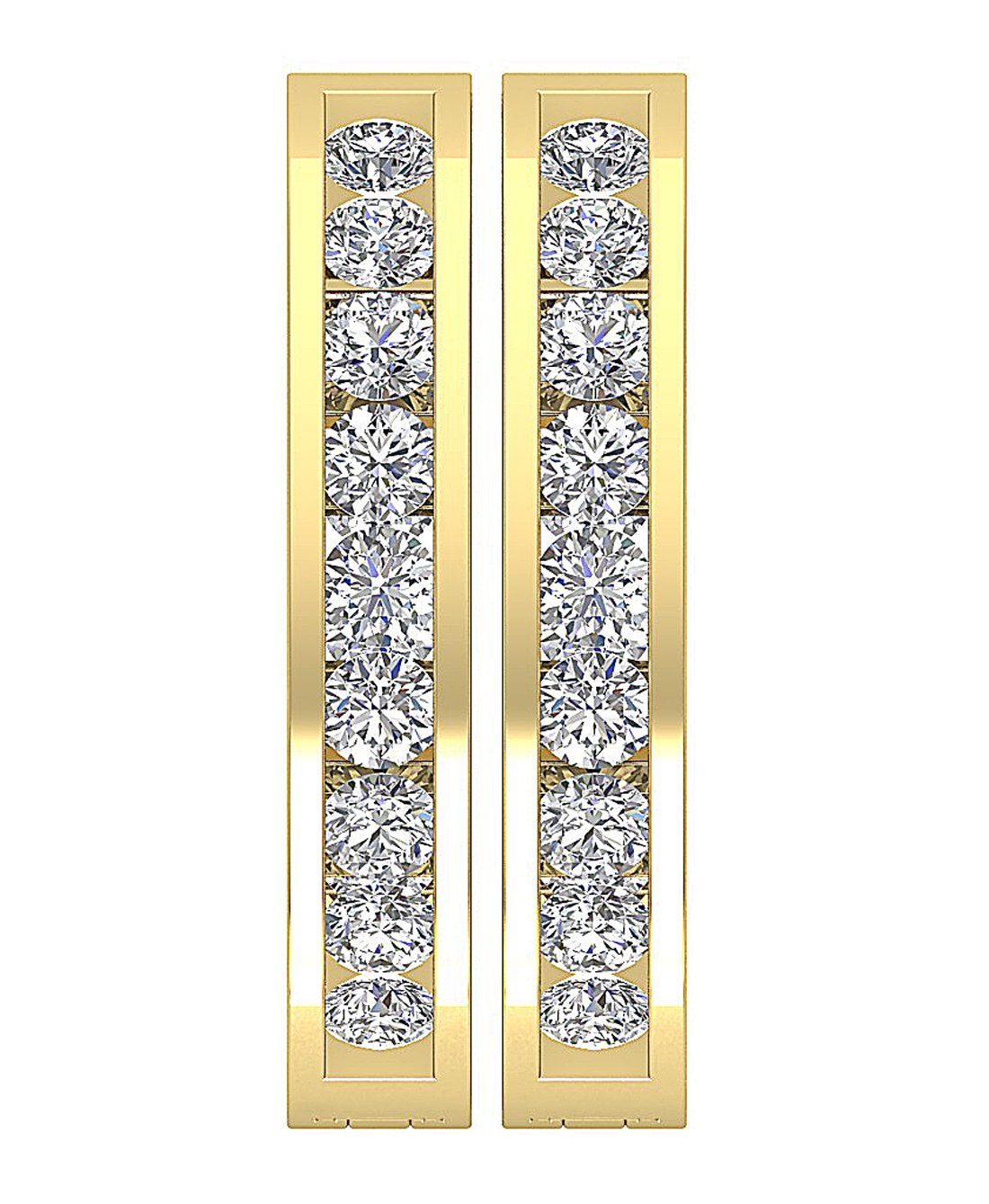 Round Diamond Inside Outside Hoop Anniversary Earrings I1 G 3.00 Ct 18k/14k White Gold Prong Set