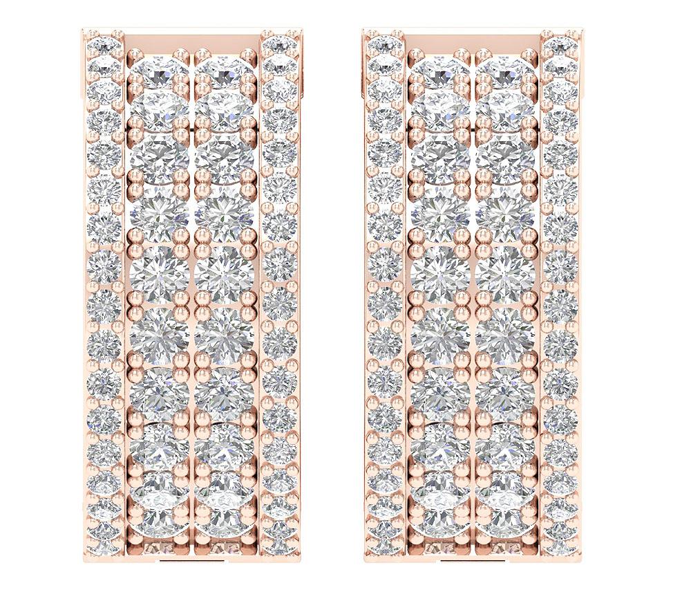 Prong Set Large Hoop Wedding Earrings Genuine Diamond VVS1/VS1/SI1/I1 2.50 Ct 18k/14k White Gold