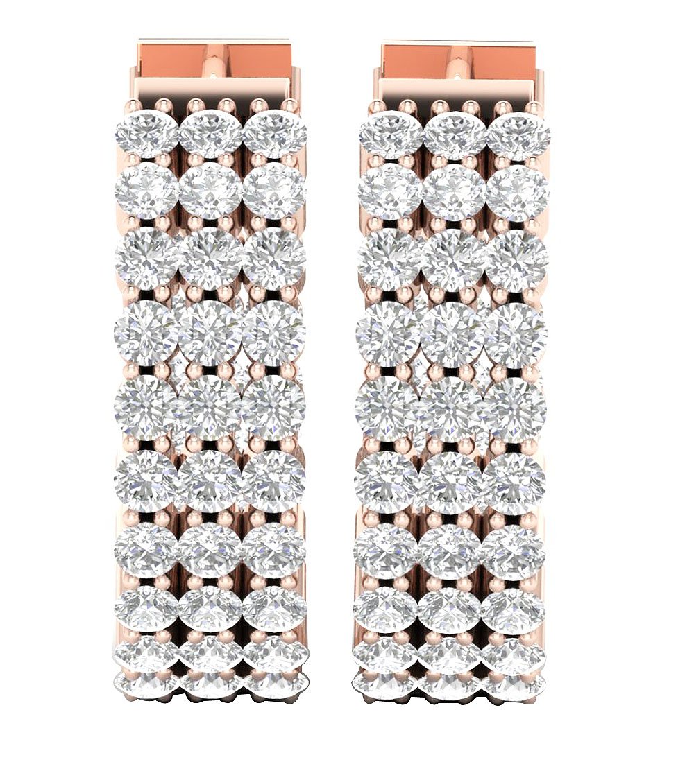 Inside Outside Large Hoop Wedding Earrings Genuine Diamond VVS1/VS1/SI1/I1 2.00 Ct 18k/14k Solid Gold Prong Set