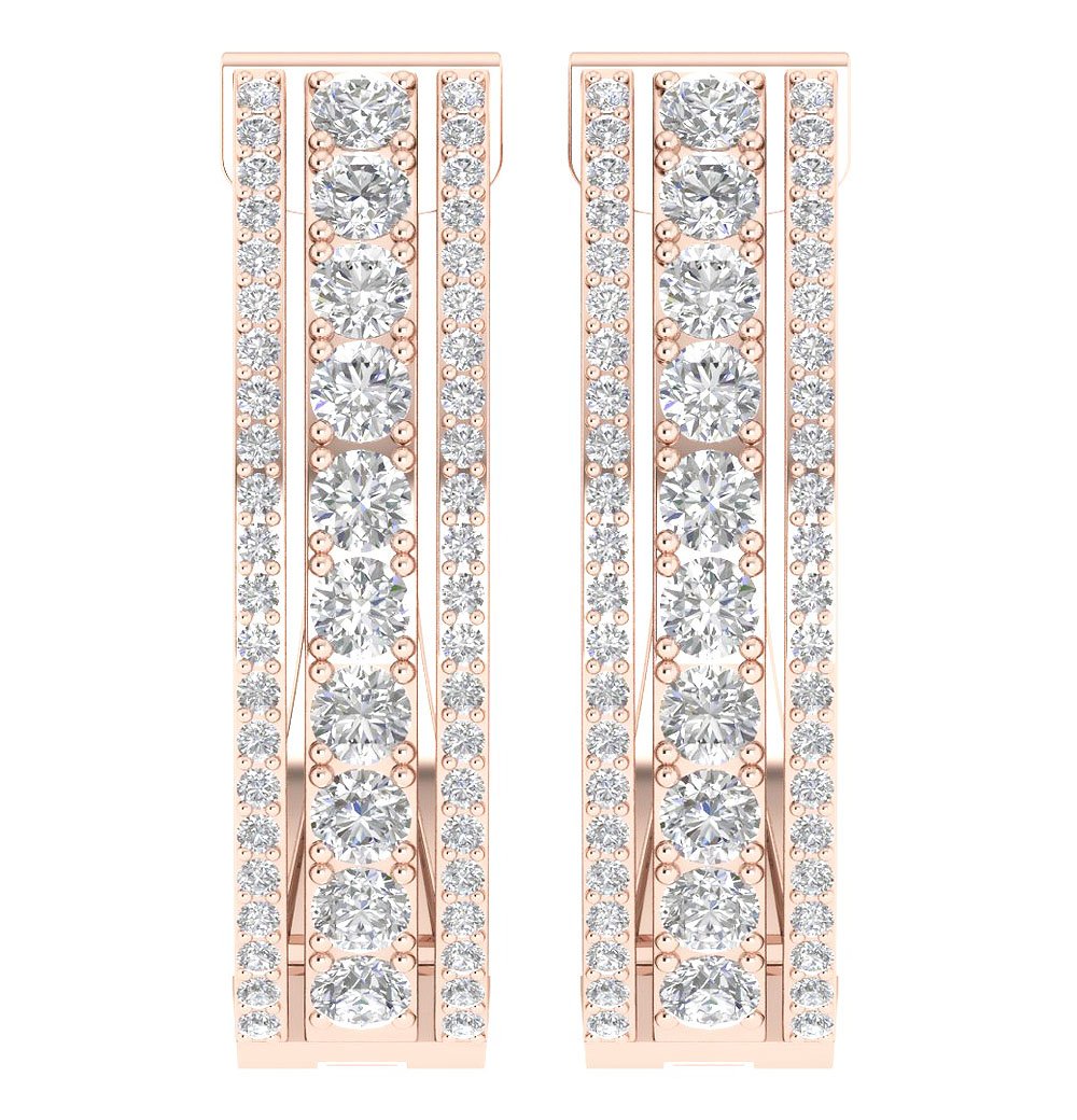 Large Hoops Engagement Earrings Natural Diamond VS1/SI1/I1 2.20Ct 18k/14k Solid Gold Prong Set