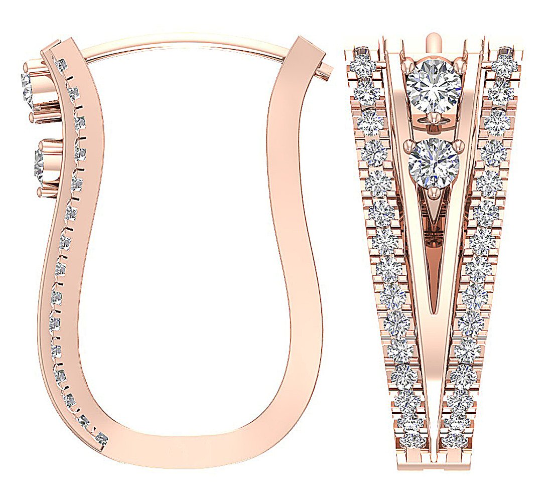 VS1/SI1/I1 G 1.00 Ct Large Hoop Engagement Earrings Natural Diamond 18k/14k White Yellow Rose Gold Prong Set