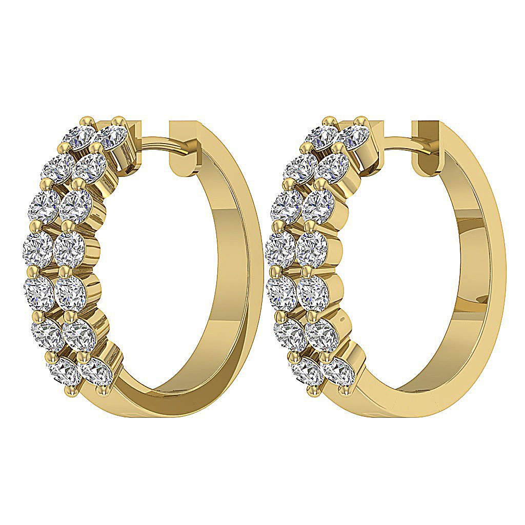 Prong Set Large Hoop Engagement Earrings Natural Diamond SI1/I1 G 1.60 Ct 18k/14k White Yellow Rose Gold