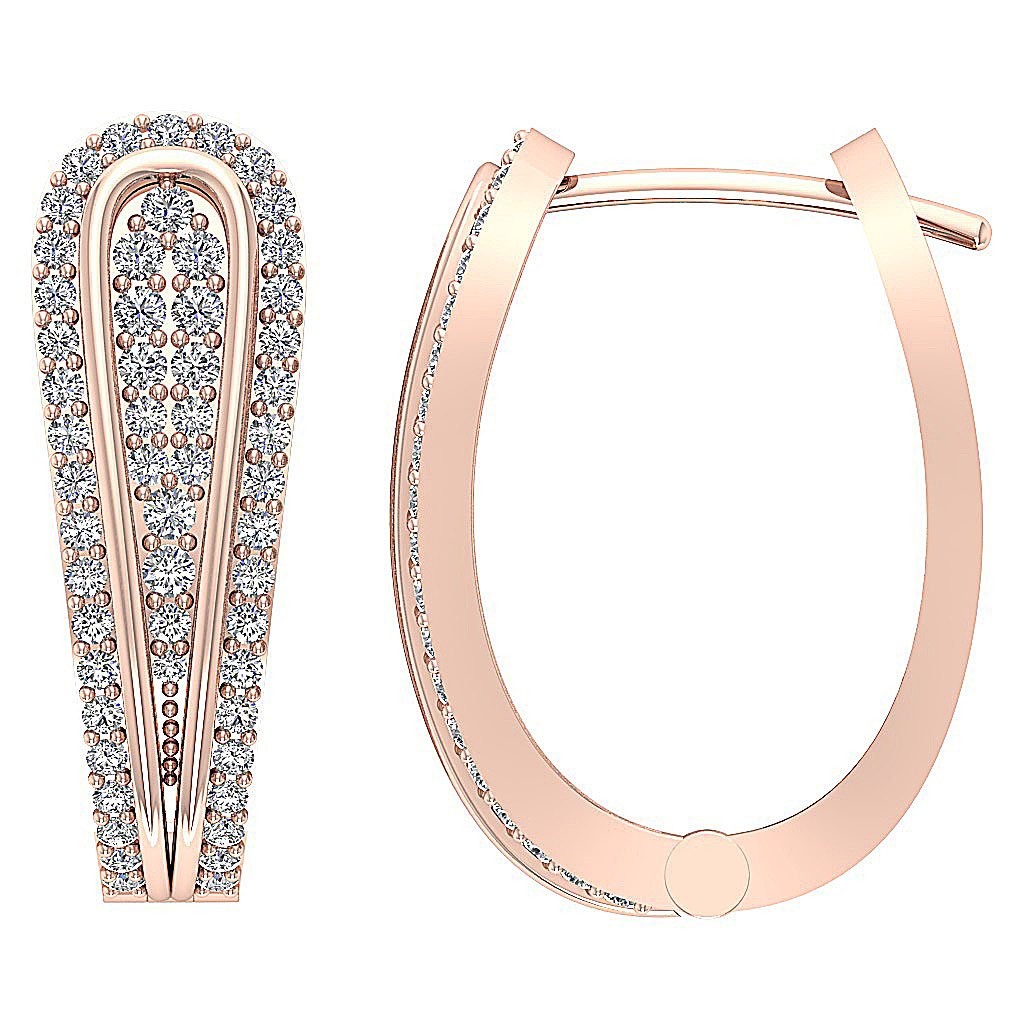 Large Hoop Wedding Earrings Genuine Diamond SI1/I1 G 1.10 Ct 18k/14k Yellow Gold Prong Set