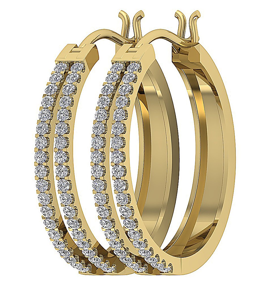 Prong Set Large Hoop Anniversary Earrings Round Diamond VVS1/VS1/SI1/I1 1.10 Ct 18k/14k White Gold