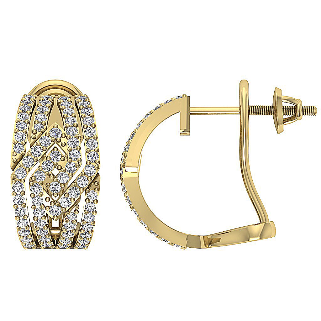 VVS1/VS1/SI1/I1 1.50 Ct Large Hoop Anniversary Earrings Round Diamond 18k/14k White Yellow Rose Gold Prong Set