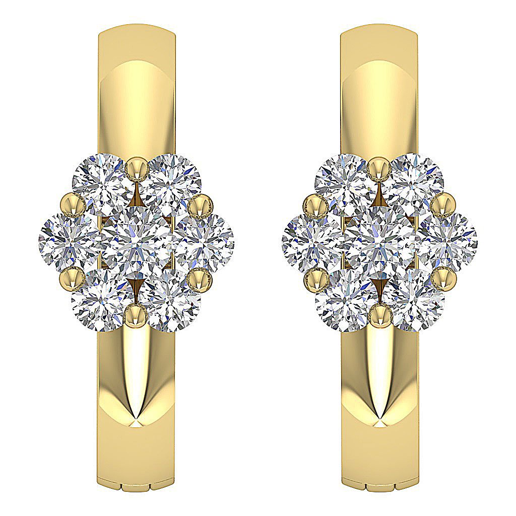 Medium Hoop Anniversary Earrings Round Diamond VVS1/VS1/SI1/I1 0.50 Ct 18k/14k Solid Gold Prong Set