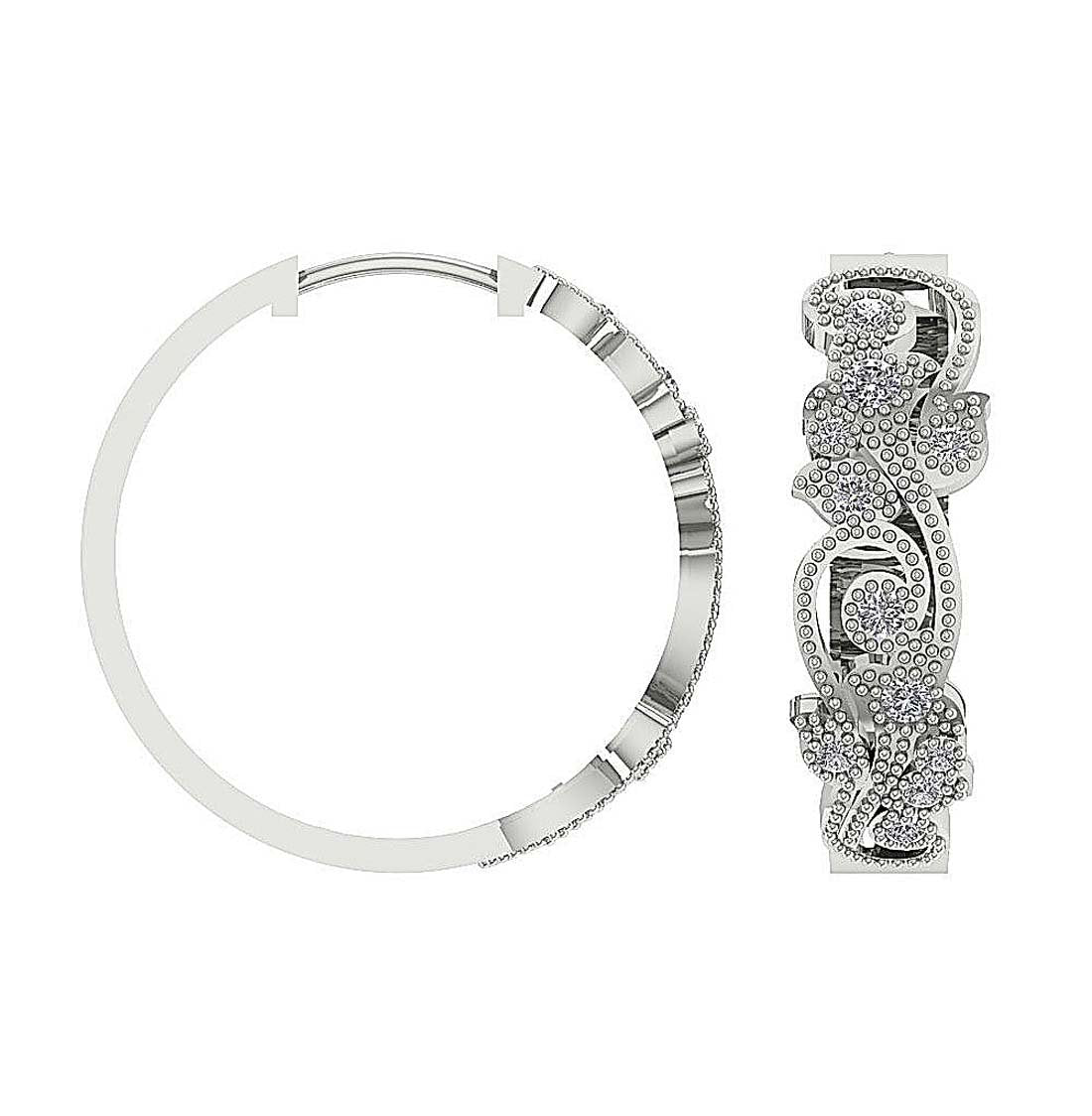 Prong Set Tiny Hoop Anniversary Earrings Round Diamond SI1/I1 G 0.45 Ct 18k/14k White Yellow Rose Gold
