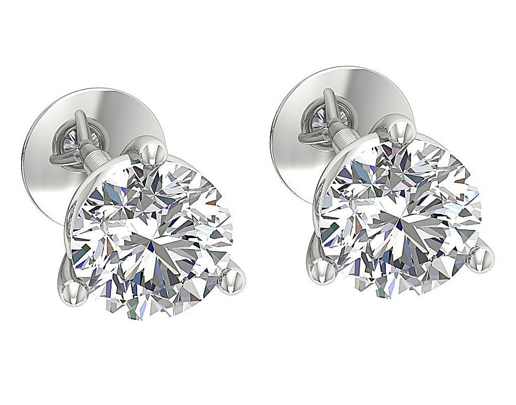 Solitaire Studs Earrings Lab Grown Diamond 14k White Yellow Rose Gold