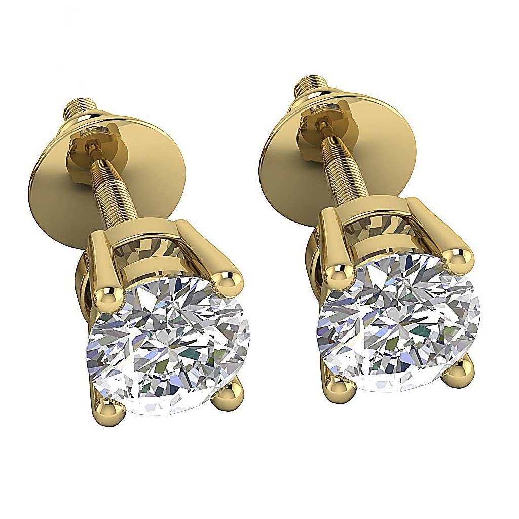 Solitaire Studs Earrings SI1 G 0.85 Ct Natural Diamond 14k / 18k Solid Gold