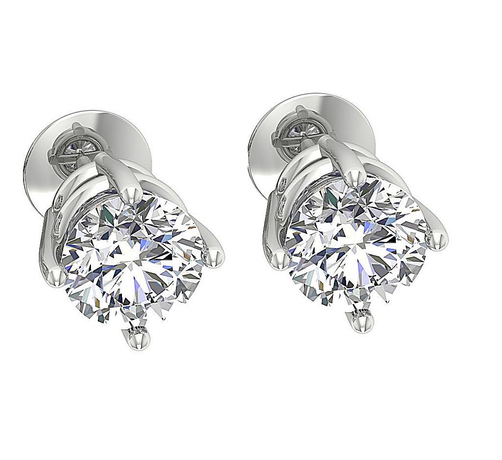 Genuine Diamond Solitaire Studs Wedding Earrings SI1/I1 G 0.20 Ct 14k/18k White Gold Prong Set