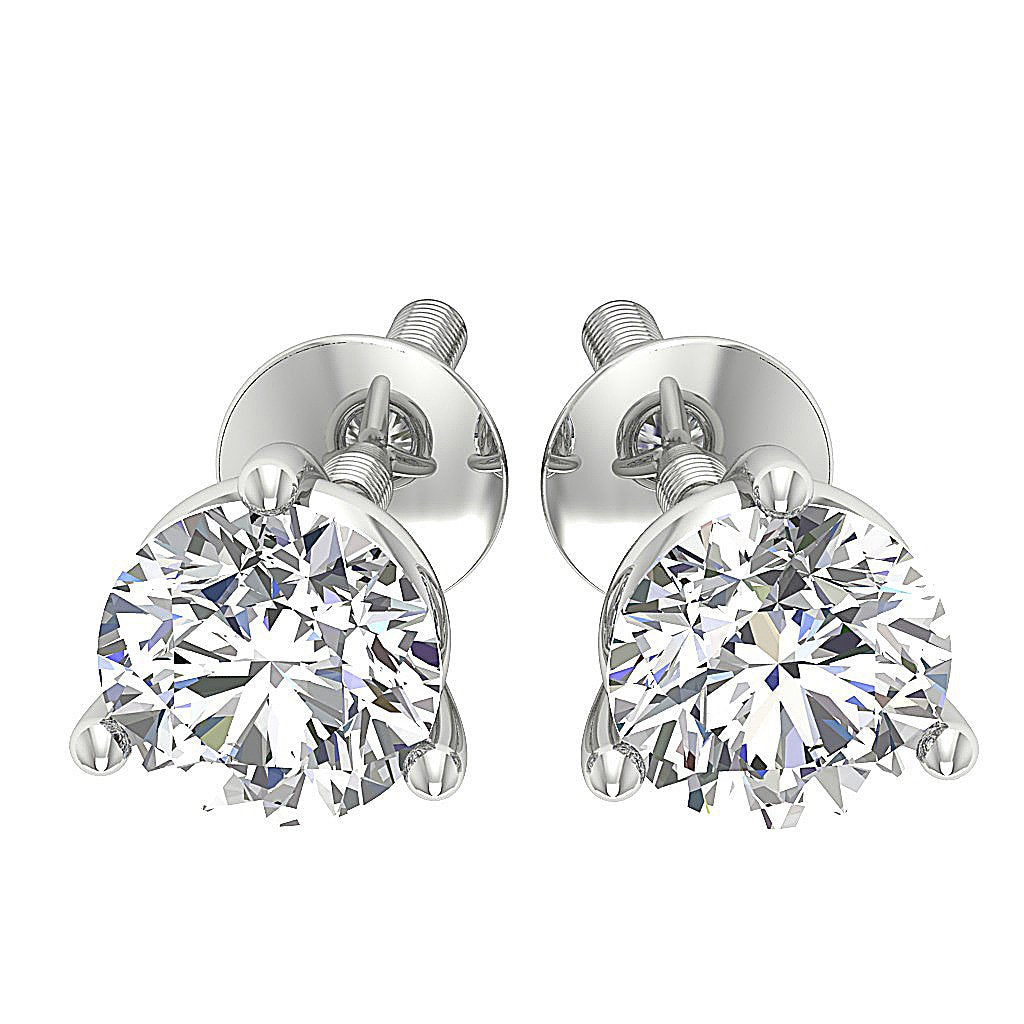 Round Diamond Solitaire Studs Anniversary Earrings VS1 E 0.45 Ct 14k/18k White Gold Prong Set