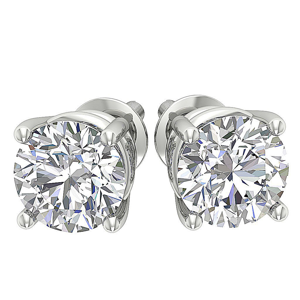 14k / 18k Solid Gold Solitaire Studs Earrings Set I1 G 1.70 Ct Genuine Diamond